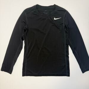 Nike Dri Fit Fitted Long Sleeve Black T-shirt Kids Small